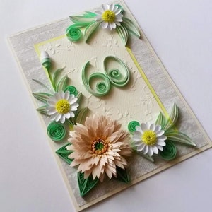 Carte du 60e anniversaire, Carte du 60e anniversaire, 60e anniversaire, 40e, 50e, 60e, 70e, carte d'anniversaire 100e, carte de joyeux anniversaire, quilling