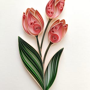 Tulips Wall Art, Framed Quilling Art, Flower Home Decor, Tulips Home Decoration, Living Room Decor, Mother's Day Gift, Birthday gift for mum