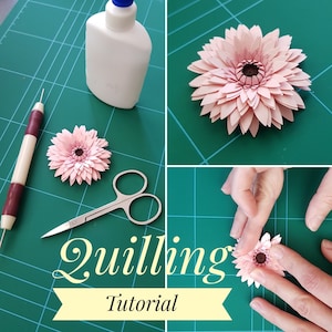 Tutoriel Quilling - Comment faire une fleur en papier - tutoriel fleur en papier - tutoriel motif PDF - téléchargement numérique - tutoriel - numérique