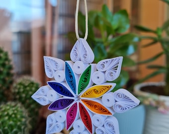 Christmas snowflake ornament, quilling snowflake, christmas tree ornament, holiday decor, holiday decoration, handmade quilling ornament