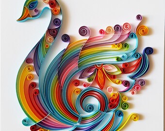 Swan Wall Art, Mother's day gift, Quilling Art, Swan Decor, Paper anniversary, Birthday Gift, 1st anniversary, wall art, home decor