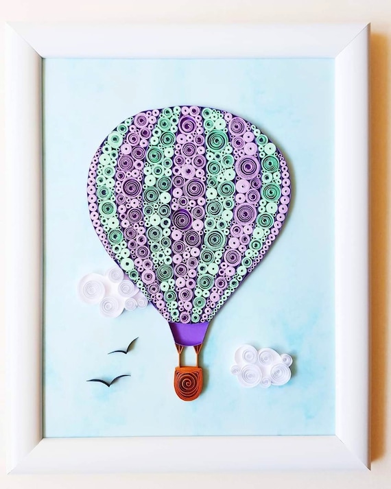 Hot Air Balloon Paper Art Birthday Gift Nursery For Boys And Etsy