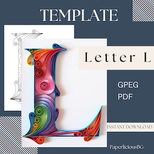 Modelo de quilling para a letra L, Padrão de quilling, Instruções fáceis para modelo, Modelo de carta de quilling, Padrão e modelo para iniciantes
