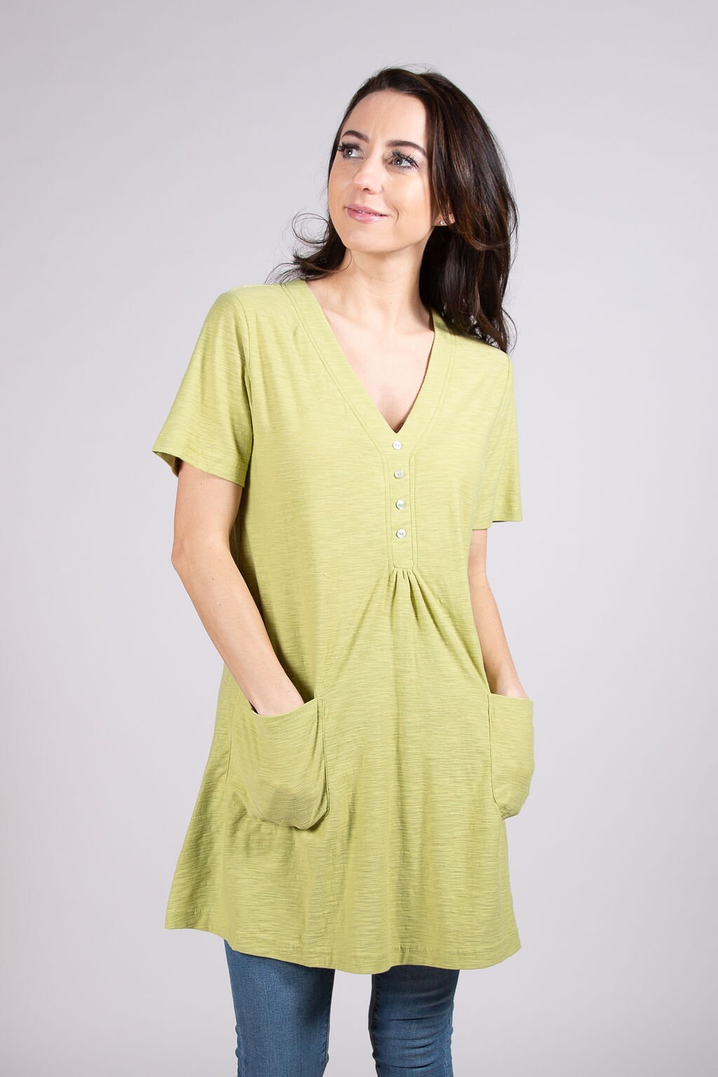 Beautiful Lime Button Cotton Tunic | Etsy