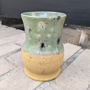 Handmade ceramic vase, green pottery vase, rustic pottery home decor, unique anniversary gift