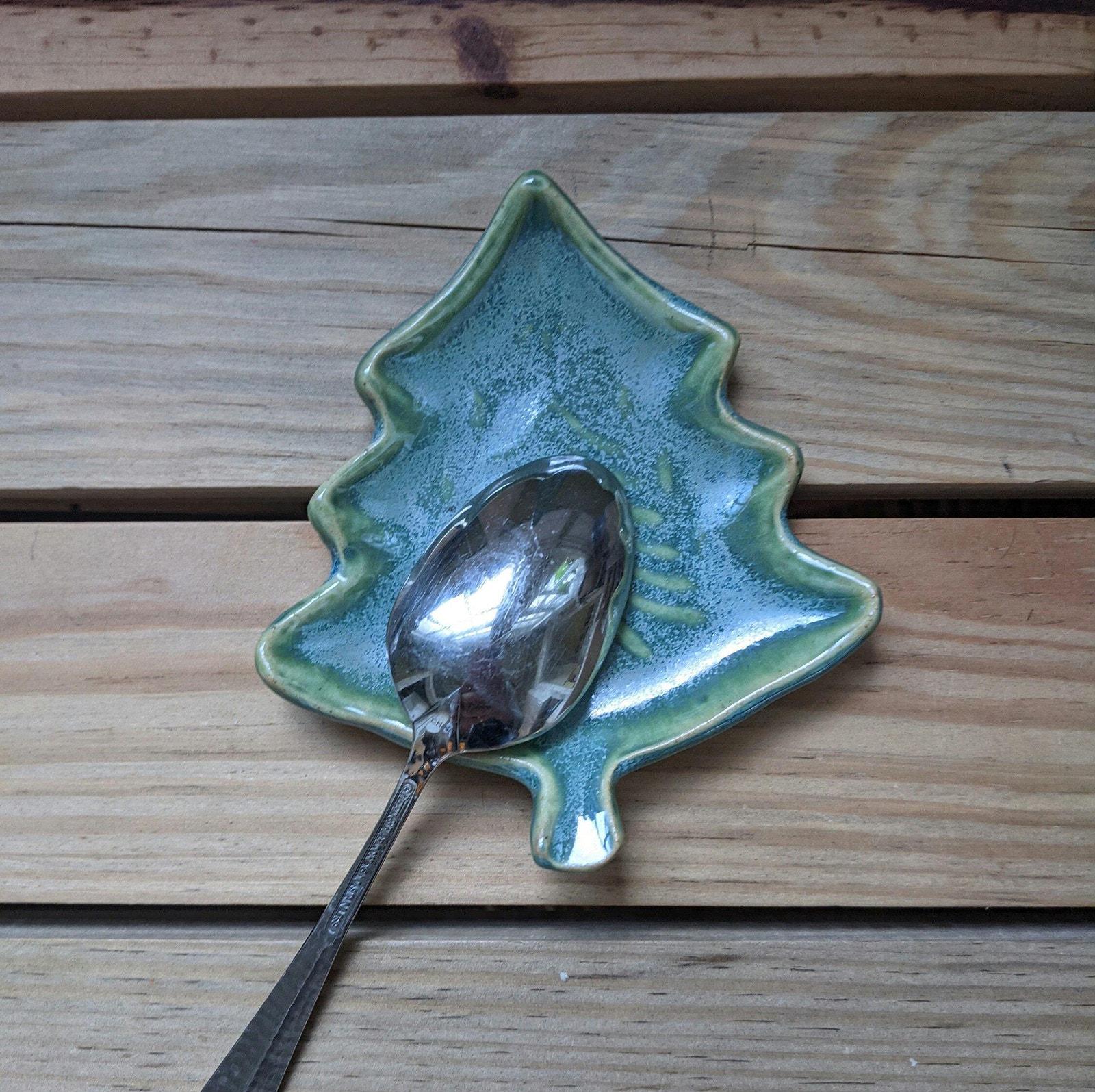 Christmas tree spoon rest, tea bag holder, teaspoon holder, trinket dish, Christmas gift, teacher gift
