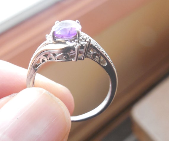Antique amethyst, silver and gold ring, stone on … - image 3