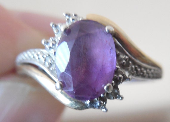 Antique amethyst, silver and gold ring, stone on … - image 7