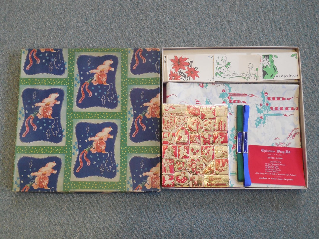Vintage Original Christmas Present Wrapping Kit in the Box Etsy