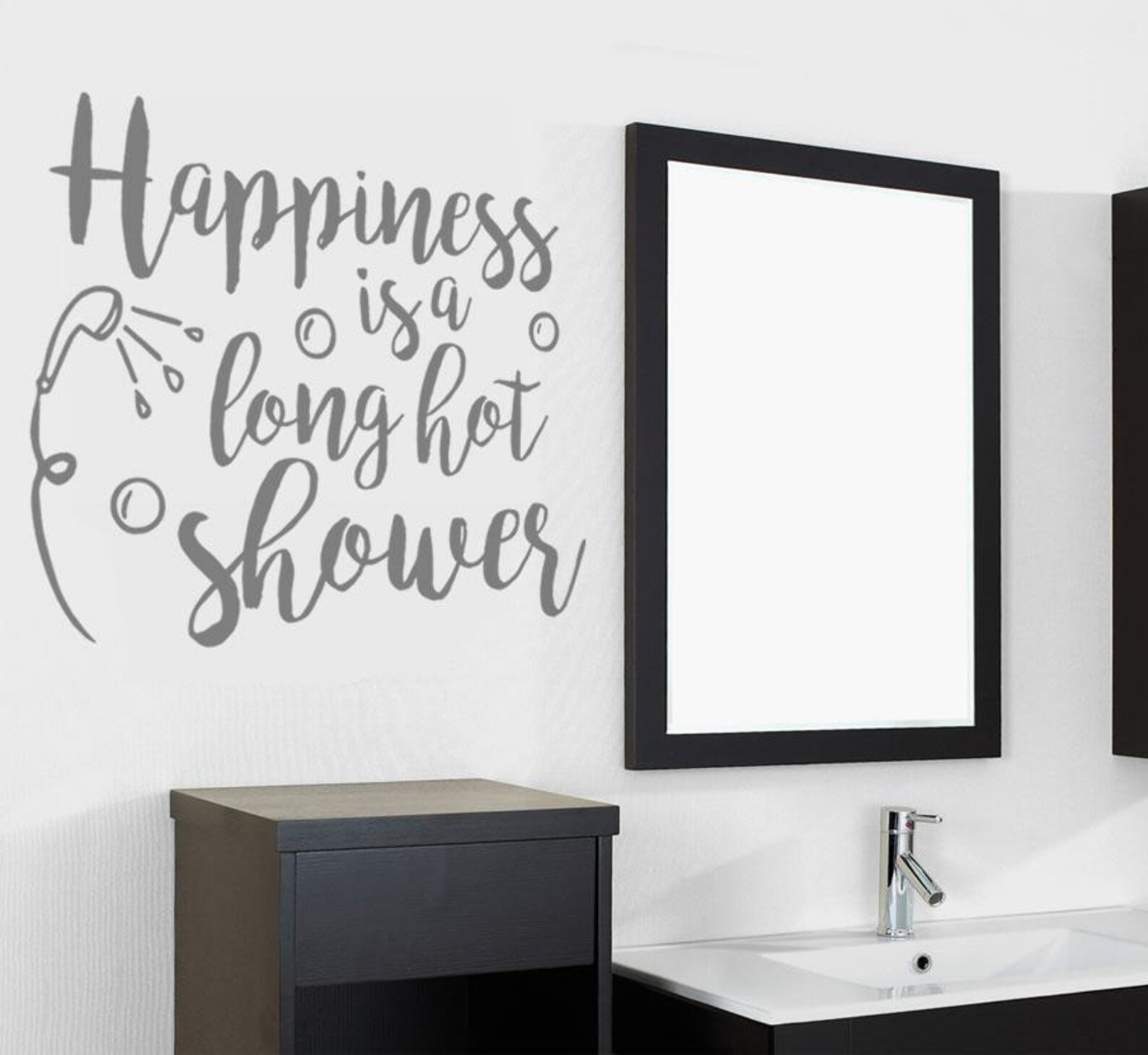 Happiness is a Long Hot Shower Wall Sticker Art Decal Vinyl Etsy