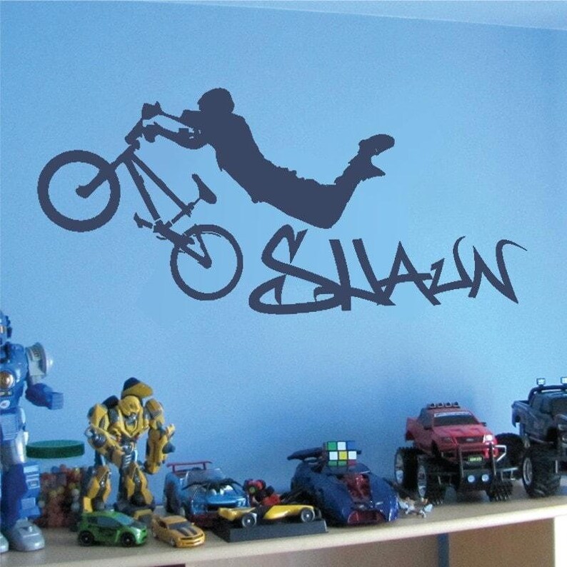 BMX With Graffiti Name Wall Sticker Decal Art Etsy