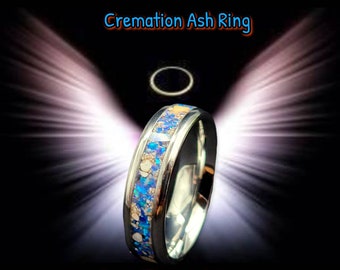 Pet Ring, Pet Memorial Gift, Ash Ring, Pet Mom Gifts, Pet Loss Jewelry, Pet Cremation Ring, Opal Inlay Ring, Remember A Dog, Personalized.