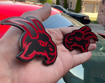 Red/Black Evil Goat Custom Badges (2 included)