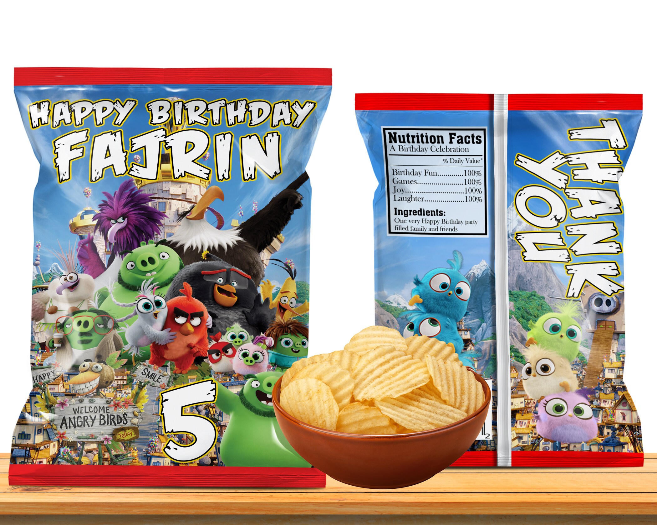 Angry Birds Chip Bag Angry Birds Favors Angry Birds | Etsy