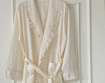 Baumwollspitze Lounge Robe: Romantische Kimono Style Nachtwäsche