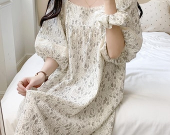 Aesthetic Leaf Pattern Sleepwear: Soft Muslin Cotton Matching PJs