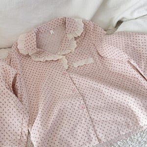 Ensemble de pyjama à volants de style vintage - Ensemble de pyjama kawaii pour femme - Vêtements de nuit confortables - Vêtements de nuit Cottagecore - Vêtements de détente mignons pour femme - Cadeau