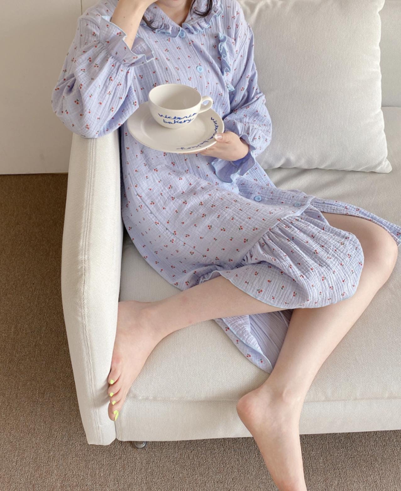 Cherry Organic Cotton Dress / Muslin Cotton Dress / Muslin Pajamas ...