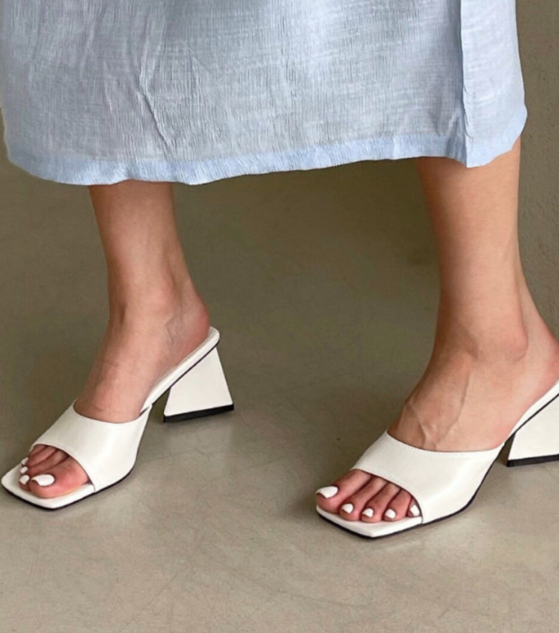 triangle open toe heels