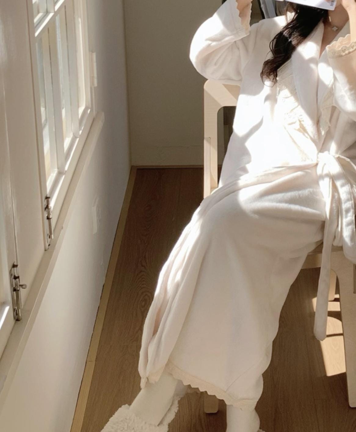 Lace Ruffle Robe | Soft Velvet Fleece Bathrobe | Romantic Bridal ...