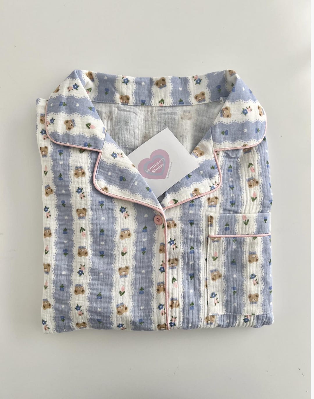 Cotton Wave Bear Long Sleeve Pajama Set main image 1
