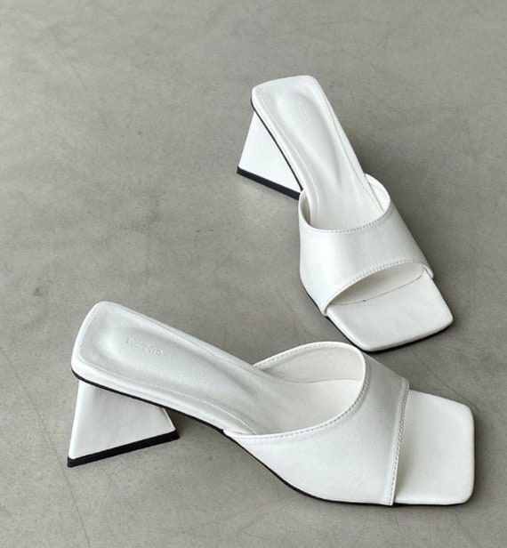 triangle open toe heels
