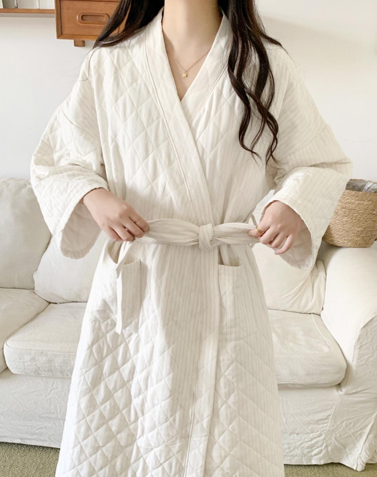Quilt Robe Quilted Cotton Robe Loungewear - Long Housecoat Bathrobe - Cozy Cotton ...