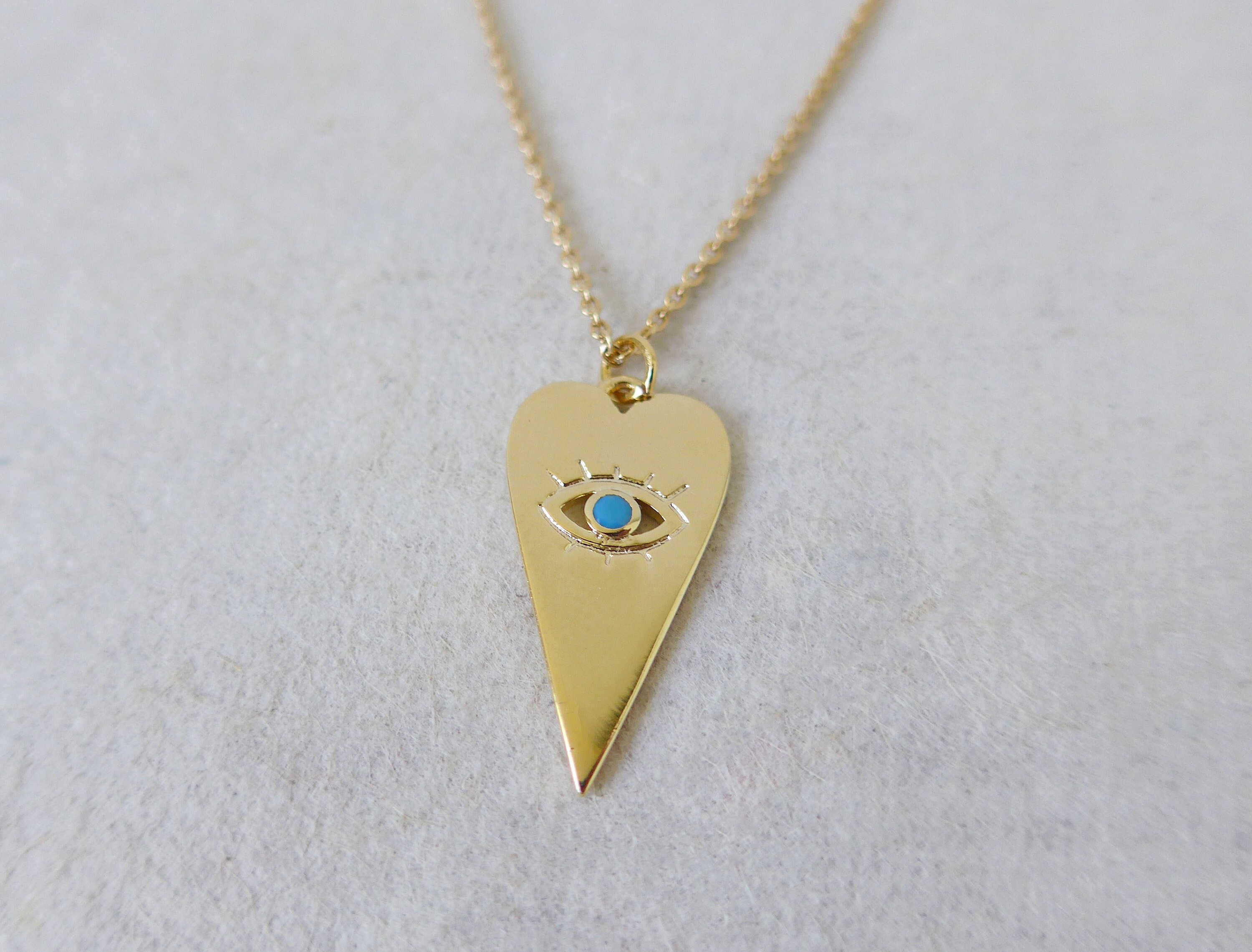 Gift for her Gold filled Evil eye heart necklace Women/'s protection