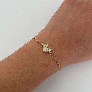 14k Gold Filled Heart Bracelet | Dainty and Delicate | Layering and Stacking | Gifts for Her