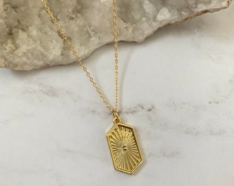 18k Gold Filled Hexagon Sunburst Necklace | Dainty Layering and Stacking Necklace | Gifts For Her | Minimalist Necklace