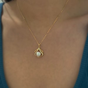 Gold Filled Vintage Style Perlenkette | Perlenmedaillon | Brautschmuck | Halskette für Frauen