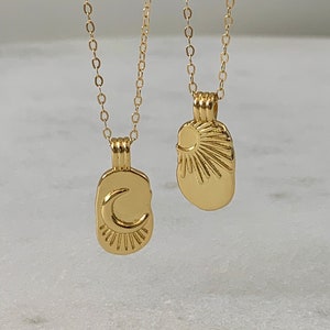 14k Gold Filled Sun and Moon Necklace SET | Best Friend BFF Matching Necklace | Celestial Jewelry For Sisters | Ready for Gifting