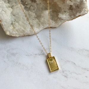 Gold Filled Rising Sun Medallion Necklace, 24K Gold Filled Pendant, 14K Gold Filled Chain, 16 inch, 18 inch, Layering Necklace