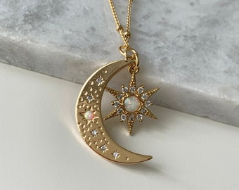 Moon Star Necklace - Etsy