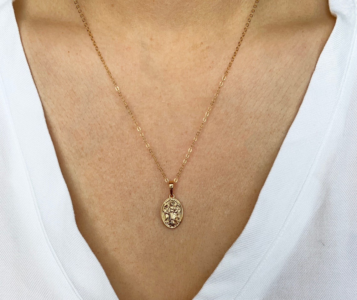 Gold Filled Saint Raphael Necklace St. Raphael Charm Pendant Etsy