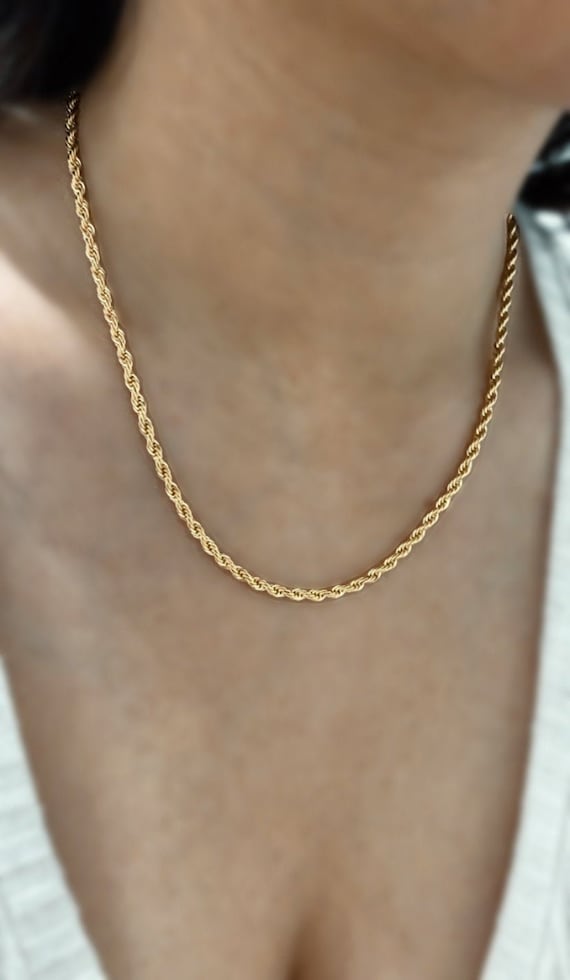 18k Gold Filled Rope Chain | 18 inch | Layering and Stacking Necklace