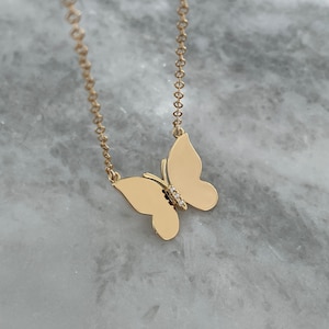 14k Gold Filled Schmetterling Halskette | Zierlicher Schmetterling mit CZ | Geschenke für Sie | Layering Halskette | Schmetterling Choker | Minimalistisch