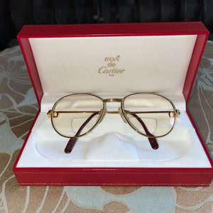 Vintage 'Cartier' Louis Sapphire 55mm Gold Plated Glasses