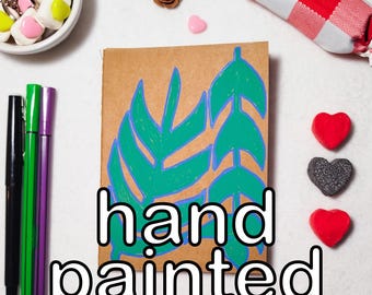 Hand Painted Kraft Notebook One of a Kind | Mini Journal A6 | Handmade Sketchbook | Unique Gift | Plants illustration | floral pattern