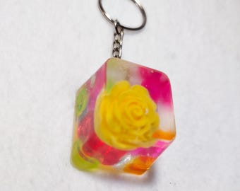 Handmade Colorful Ice Cube Keychain – Unique translucent resin, original kawaii keychain, bag charm, trendy handmade gift idea