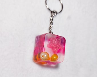 Handmade Colorful Ice Cube Keychain – Unique translucent resin, original kawaii keychain, bag charm, trendy handmade gift idea