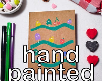 Hand Painted Kraft Notebook One of a Kind | Journal A6 | Handmade Sketchbook | Unique Gift | 80s illustration | Abstract illustration