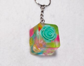 Handmade Colorful Ice Cube Keychain – Unique translucent resin, original kawaii keychain, bag charm, trendy handmade gift idea