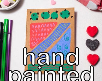 Hand Painted Kraft Notebook One of a Kind | Journal A6 | Handmade Sketchbook | Unique Gift | 80s illustration | Abstract illustration