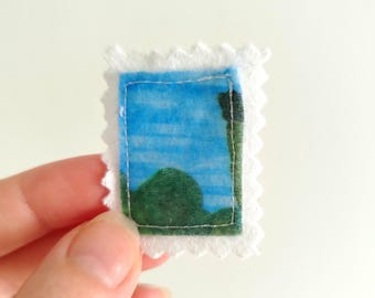 Handmade fabric mini stamp | Unique sewing accessory | Vintage scrapbooking decoration