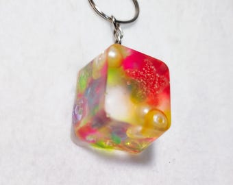 Handmade Colorful Ice Cube Keychain – Unique translucent resin, original kawaii keychain, bag charm, trendy handmade gift idea