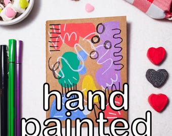 Hand Painted Kraft Notebook One of a Kind | Journal A6 | Handmade Sketchbook | Unique Gift | 80s illustration | Abstract illustration