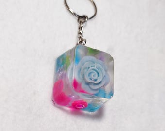Handmade Colorful Ice Cube Keychain – Unique translucent resin, original kawaii keychain, bag charm, trendy handmade gift idea