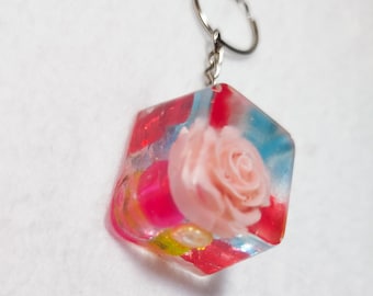 Handmade Colorful Ice Cube Keychain – Unique translucent resin, original kawaii keychain, bag charm, trendy handmade gift idea