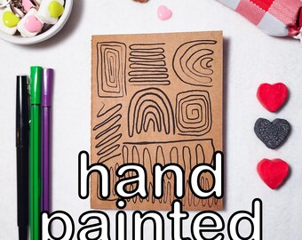Hand Painted Kraft Notebook One of a Kind | Mini Journal A6 | Handmade Artistic Sketchbook | Unique Gift | Minimalist illustration | Black